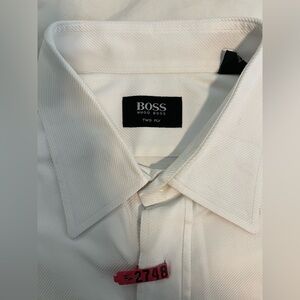 BOSS Hugo Boss Two-Ply White Dress Shirt 17½ / 44 Made in Switzerland